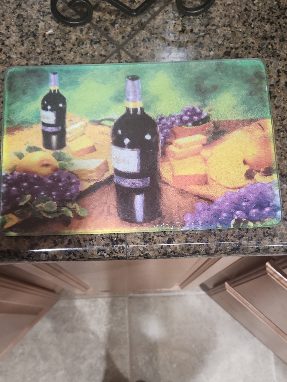 Wine & Fruit Decorative Tempered Glass Cutting Board